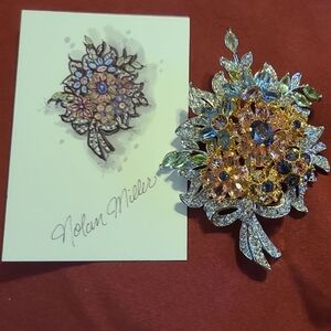Elegant Multi-Color Floral Brooch by Nolan Miller